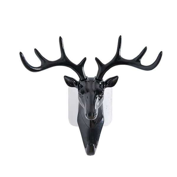 1 st Deer Head Shape No Drilling Adhesive Wall Hook,18.5*17cm,Crea