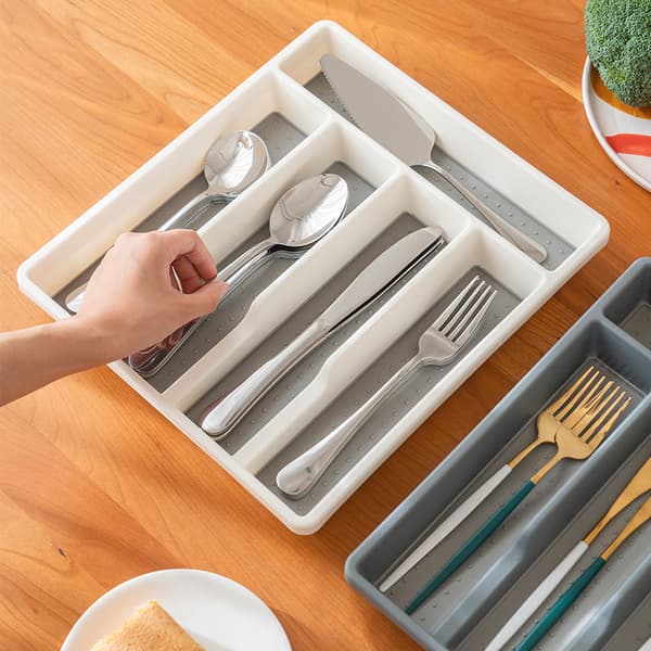 Bestickbricka för låda / 5 fack - Plast - Vit - 31 x 29x 4,5 cm - SPACE SYSTEM I
