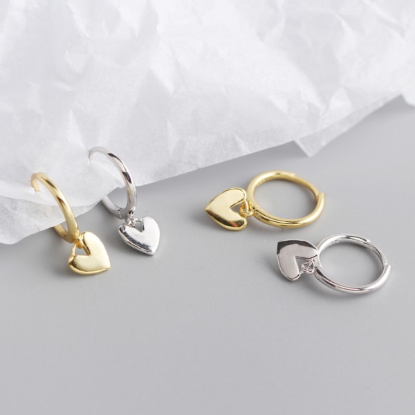 2 Pair Hoop heart Earrings, Minimalist Gold Hoop Earrings, Simple