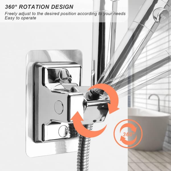 360° Rotterbart Dusjhodeholder, Ingen Boring Dusjbrakett, 12×8cm Sterk Lim Dusjhodeholder, Universell Dusjhodeholder for Bad S