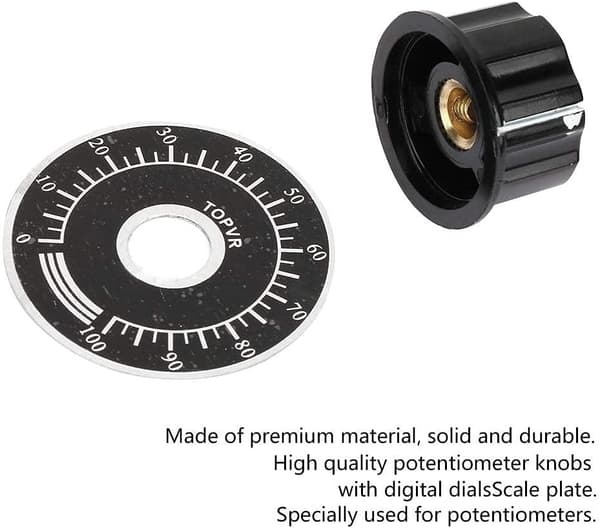 5 stk. Potentiometer-knapper 6mm/27mm Riflet Potentiometer-knapper Vol