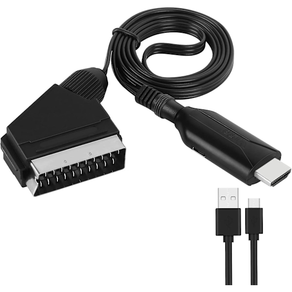 SCART til HDMI-omformer, SCART til HDMI-kabel, Alt-i-ett Scart til HDMI-omformer, 1080P/720P Video Audio-omformer