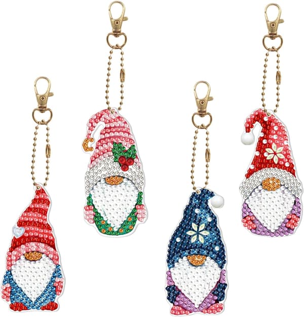4 st 5D jul diamantmålning DIY nyckelring dubbelsidig