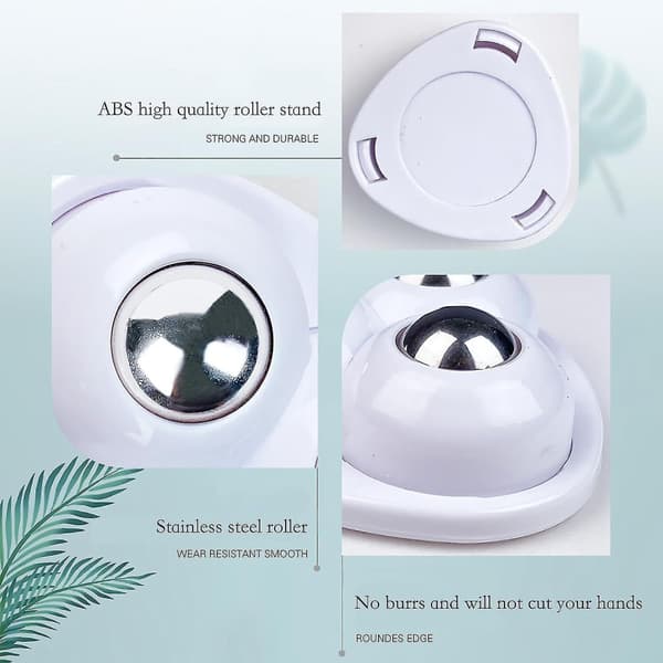 4 stk Selvklebende Hjul Mini 360° Rotasjon Svingbare Hjul Rustfritt Stål Ruller Hvit