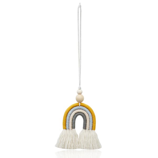 3-delt bilindvendig spejlpynt, macrame vægophæng, macra