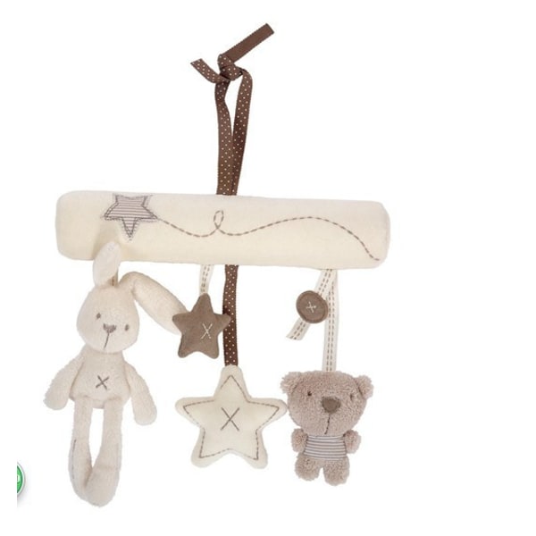 Musikmobil hängleksak till barnvagn/spjälsäng med kanin- och björnplysch