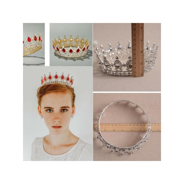 Barock Pageant Queen Bröllop Bal Tiara Krona Hår Access