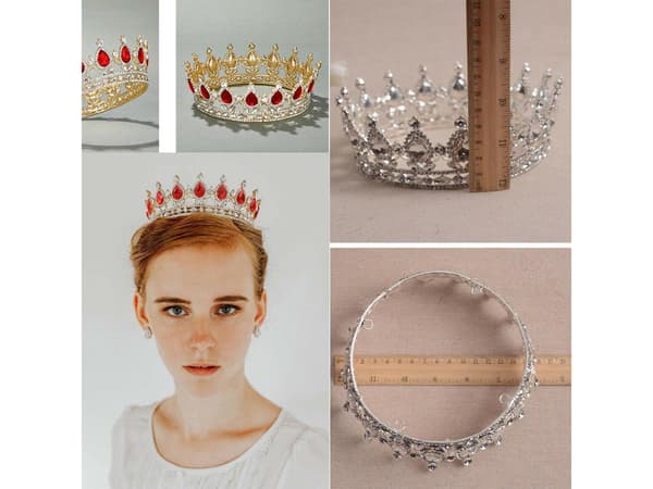 Barock Pageant Queen Bröllop Bröllop Prom Crown Crown Hår Accesso