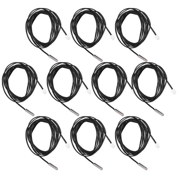 NTC-termistor-sensor 15K B3950 Temperatursensor 10 stk sylindrisk hode 5x25mm 2 meter kabel