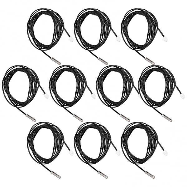 NTC-termistorsensor 15K B3950 Temperaturgivare 10 st Cylindriskt huvud 5x25mm 2 meter kabel