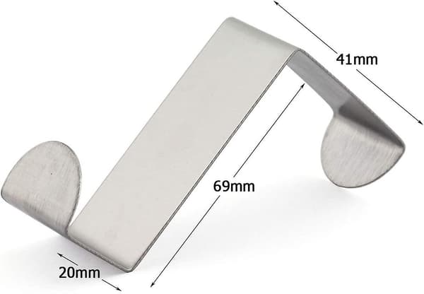 2-pack över dörrkrokar i rostfritt stål, sömlösa, spikfria