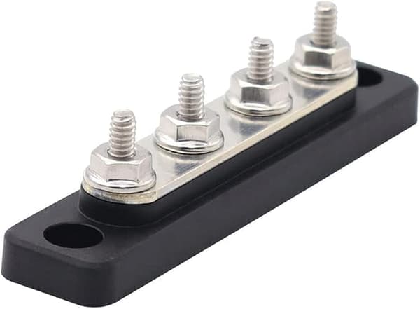 4 Stud Samleskinne Elektrisk Terminalblok 100A AC 300V DC 48V til Lastbil Bus Båd Campingvogn