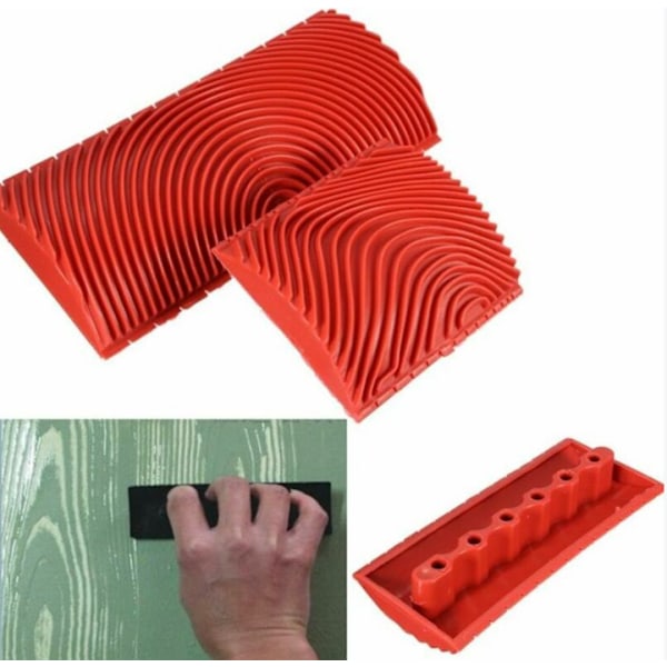 Imitation Trä Ådring Verktyg Målning Effekt DIY Väggdekoration Verktyg 3 Tum 6 Tum, Silikon Roller Borste Ådring Hem Verktyg Trä Ådringsborste