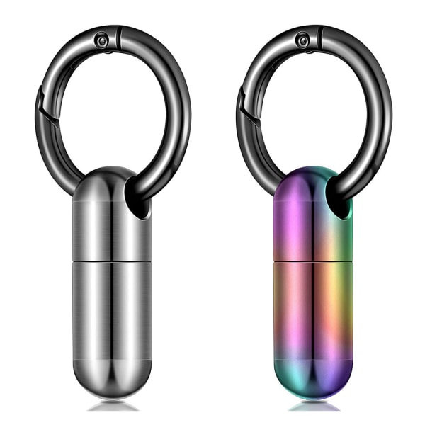 2 delar Nyckelring Pillhållare Tiny Keychain Case Titanium Ke