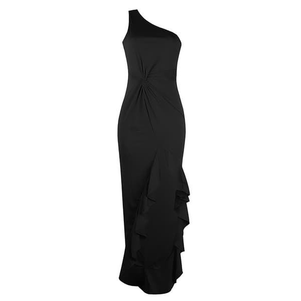 Kvinners One Shoulder Ruffled Split Mermaid Aftenkjole Cocktail