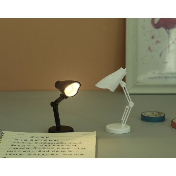 LED-skrivebordslampe, trådløs lampe, foldbar, sort