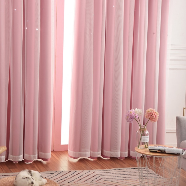 Gardiner flickor sovrum gardiner ihålig 2 rosa krok modeller 1,5 * 2