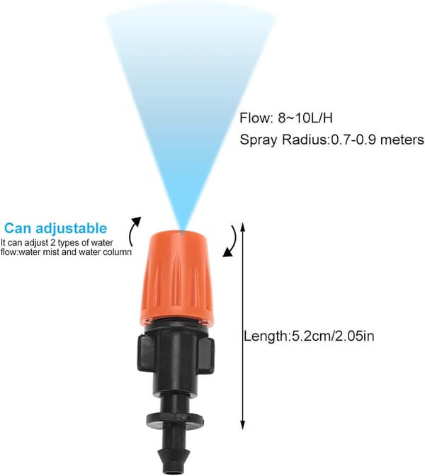 20 st Dimset, Dimmunstycken Sprinkler Atomizer Huvud för Trädgårdsdroppbevattningssystem (Orange)