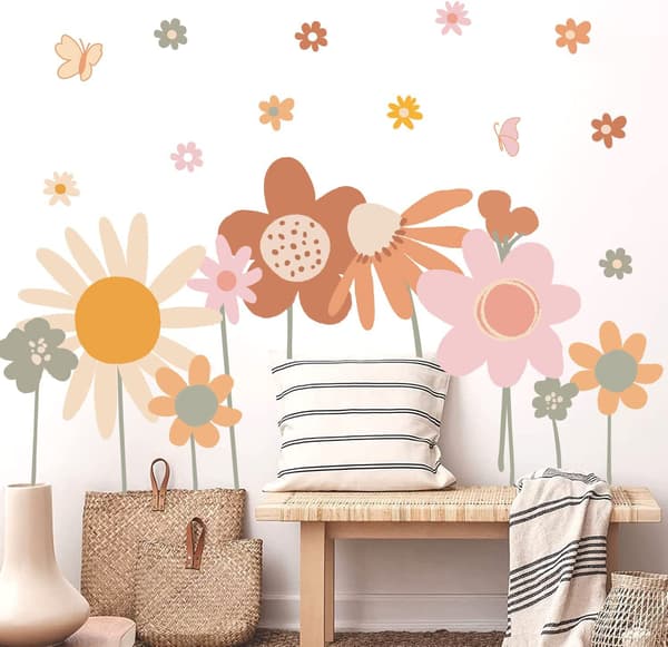 Retro Boho Kukka Seinätarrasetti Seinätarrat Seinä D