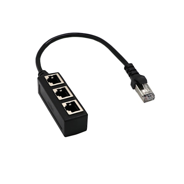 Ethernet Forlængerkabel Adapter Netværksadapter Ethernet Splitter, RJ45 1 til 3 Kabel Adapter, Plug and Play til Router TV Boks