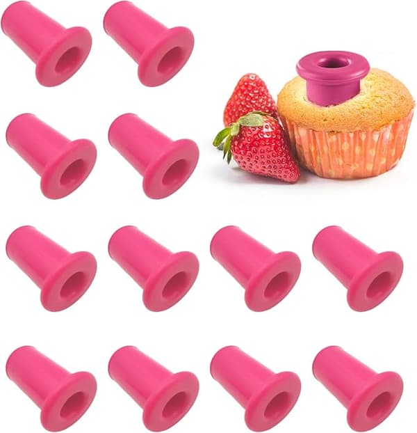 12-pack Silikon Muffinsformslock, Muffins- och Cupcakelock med Hål för Enkel Fyllning