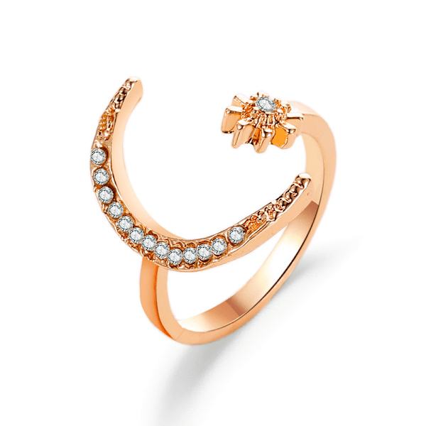 3PCS Justerbar Måne og Stjerne Ring for Kvinner Delikat Forlovelsesringsett Festmote Smykker for Kvinner Jenter Daglig Bruk Feriegaver