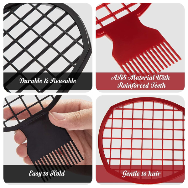 3 kappaletta Twist Natural Hair Comb 2 in 1Twist Curl Comb miehille naisille parturi-käyttöön (musta, punainen, vaaleanpunainen)
