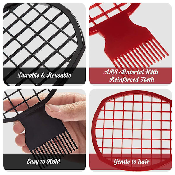 3 st Twist Natural Hair Comb 2 i 1Twist Curl Comb för män kvinnor frisör Användning (Svart, Röd, Rosa)