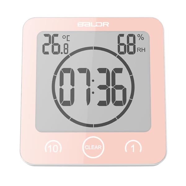 Badeværelsesur, brusetimer, alarm, digital ure, vandtæt Ti