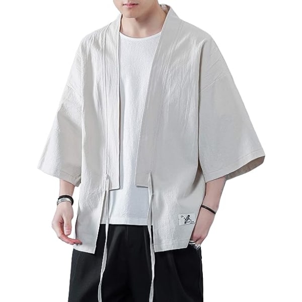 Japansk kimonokappa för män lös 3/4-ärmad kofta T