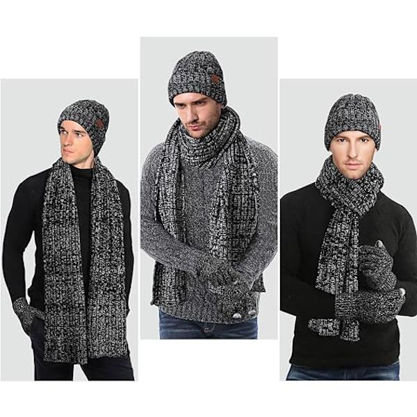 Kvinners Vinter Varm Lue Hette Ull Strikket Hette Skjerf Hansker Sett