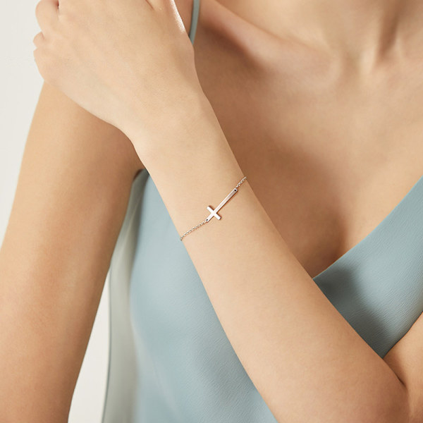 Krysslenket charmsølv armbånd dame jenter smykker gave, 1 stk