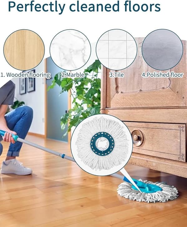 2-pakning med utskiftbare hoder til Clean Twist Disc Mop, mikrofibermopp som er kompatibel