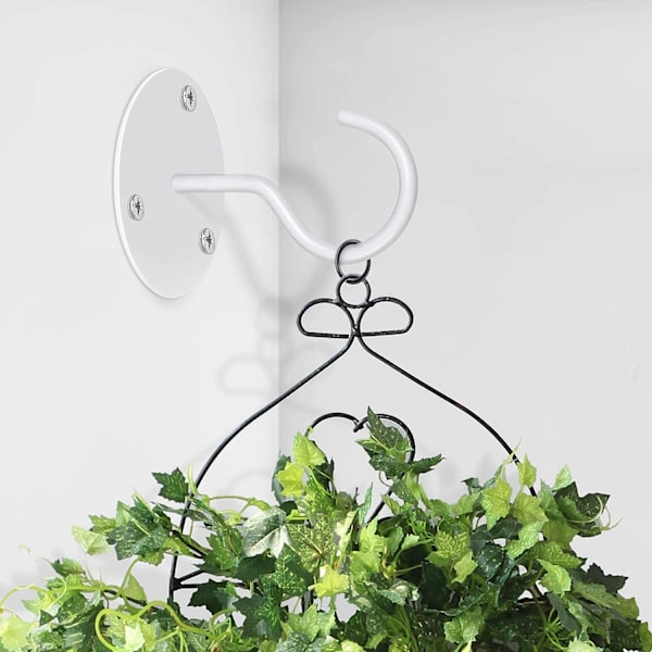 Lofthængere til ophængning af planter Metal Planteophæng Jernvægsophæng til ophængning af fuglefodere, lamper, lyssnore, vindklokker, dekorative ophæng til indendørs brug (2 pakker) (hvid)