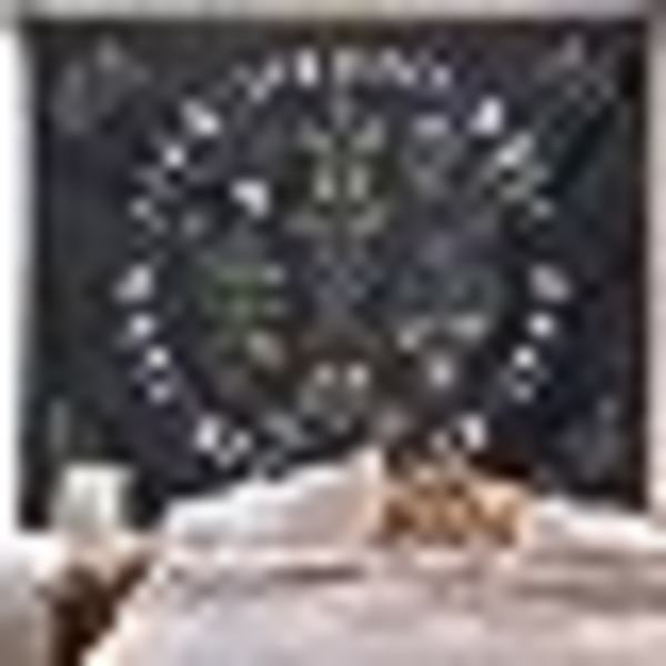 Månefase-veggteppe - Blomsterplanter Boho-veggteppe Veggteppe Bohemsk Mandala-veggteppe 100x150cm