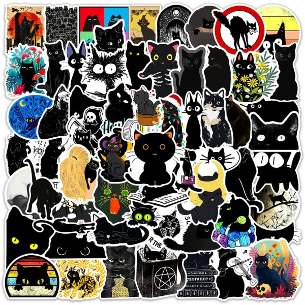 100 stycken Black Cat Sticker för Laptop Skateboard Snowboard Car