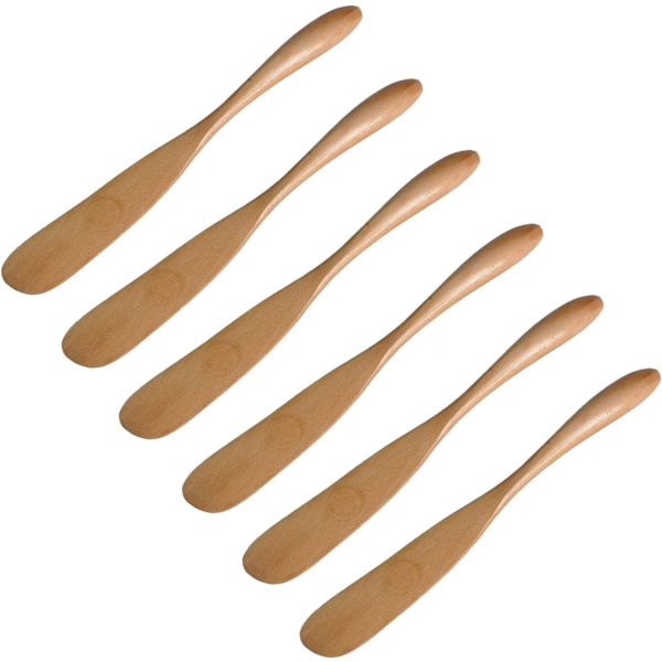 Kniv i trä för smör och ost, 16,5 cm, 6-pack, restaurangkvalitet