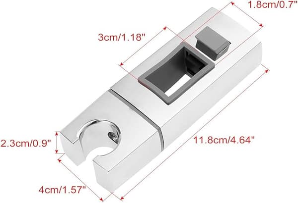 Justerbar brusehovedholder skinne - 18 x 30mm - Udskiftelig rektangulær og