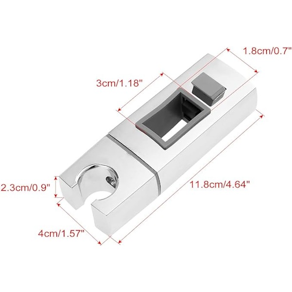Skyvbar dusjhodeholder skinne - 18 x 30mm - Utskiftbar rektangulær og