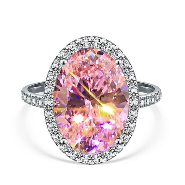 Charm Ladies 925 hopea vaaleanpunainen jalokivi neliö ja CZ jalokivi sormus