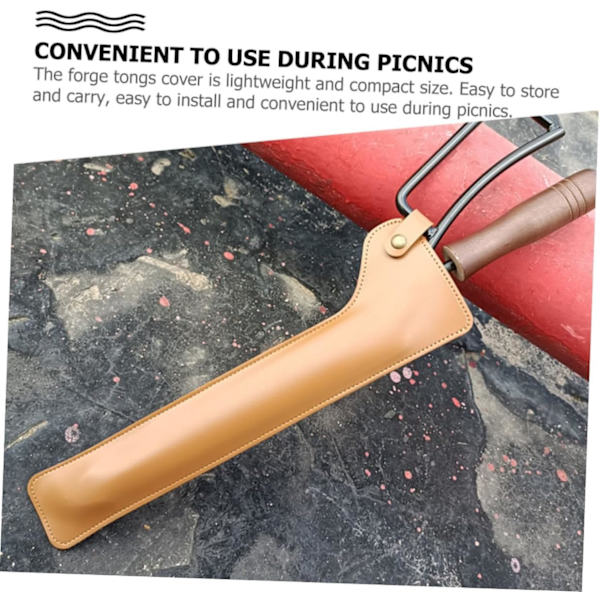 Skyddande Fodral för Eldtångar, Läderpåse för Utomhuskök, Picknick, Eldtångshållare (31*9cm)