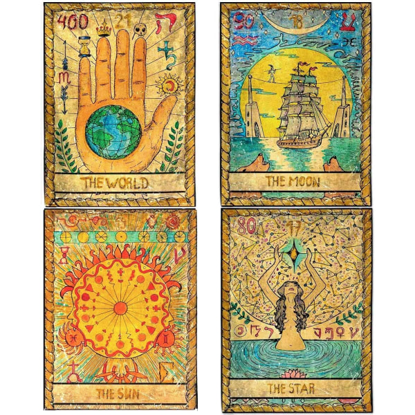 4 st Tarot Flagg Tapestries - Liten Tarot Kort Europa Mystisk Med