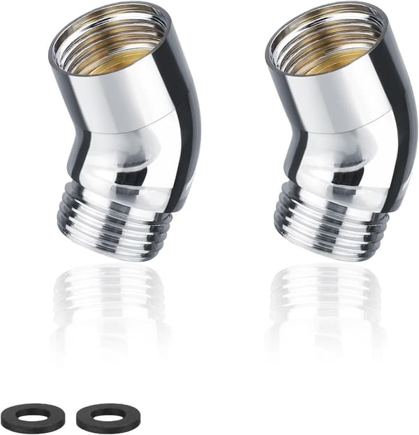 Adapter, 2 stk. 135° vinkelbøjet brusehovedadapter, messing håndbruser A