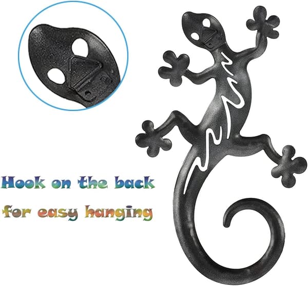 3-pack metall gecko väggkonst inomhus utomhus dekoration hem sovrum