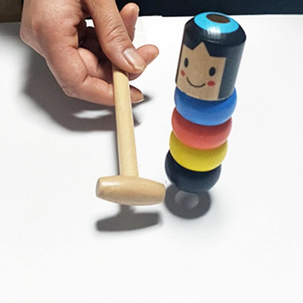 Unbreakable Wooden Man Magic Toy, Immortal Daruma Magic Toy, Funn