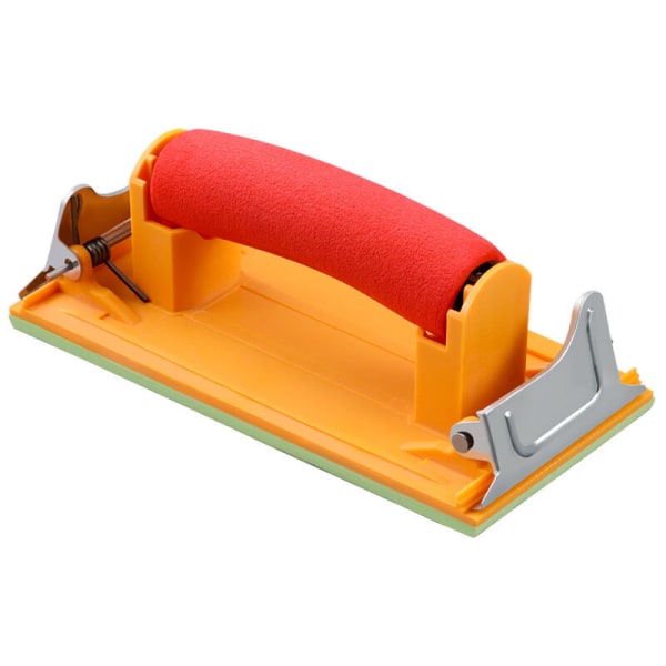 Handslip med svamp handtag Sandpapper slipblock, Plywood smärgelduk smärgelduk, orange, en bit