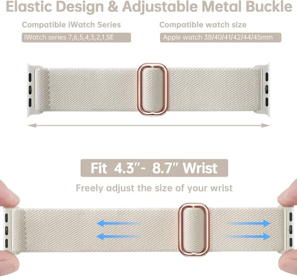 Strækbar nylon solo loop-rem kompatibel med Apple Watch-remme 3