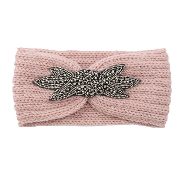 1 stk rosa Vinter Varm Strikket Hodebånd Krystall Rhinestone Hår