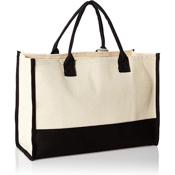 Klassisk sort og hvid lærred tote taske, BLANK, 43 x 30 x 20cm