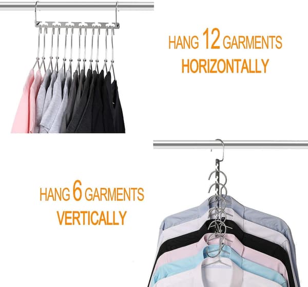 Platsbesparande metallhängare garderobsarrangör (4-pack)
